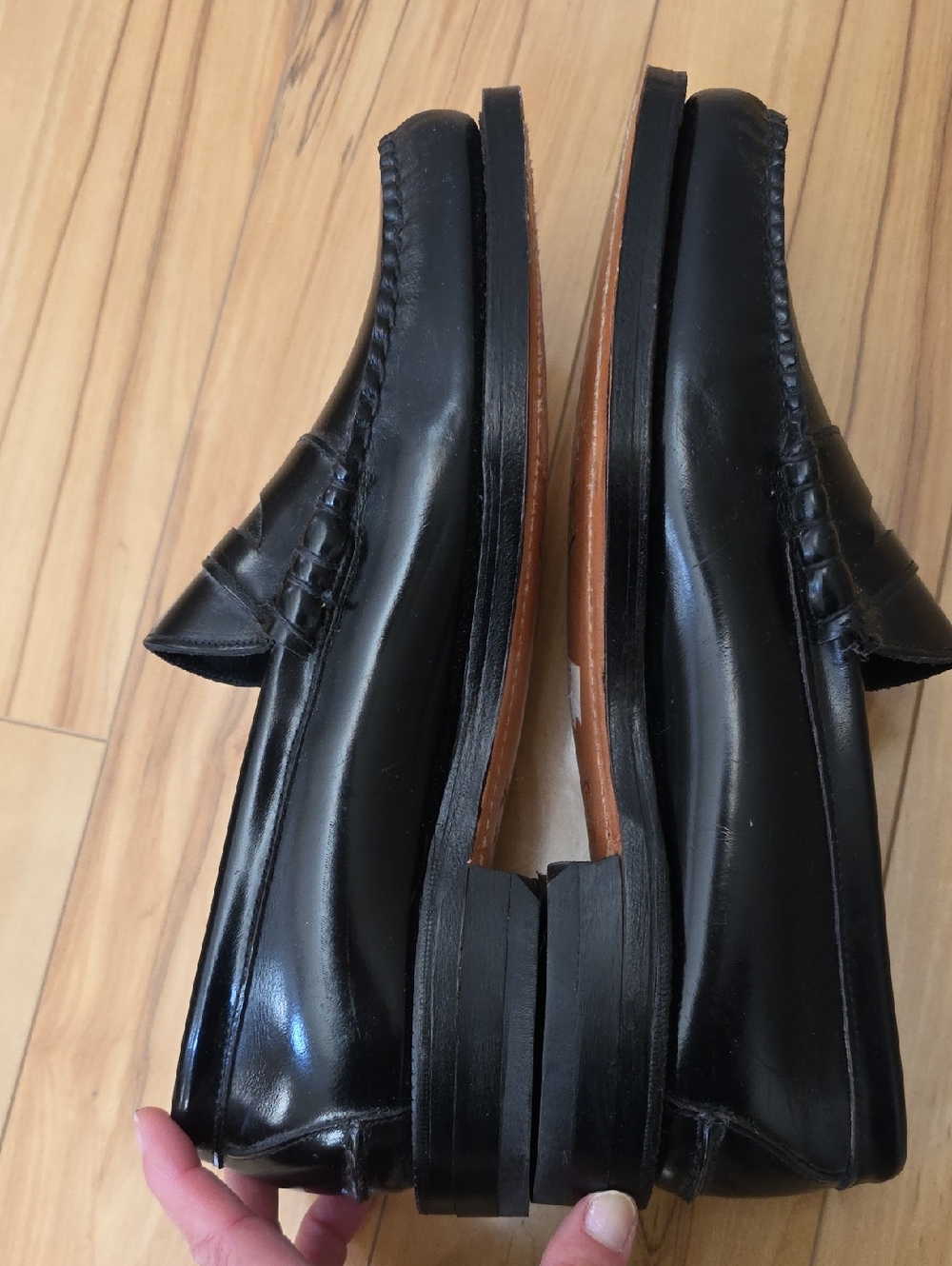 Johnston & Murphy ARISTOCRAFT Vintage Black Leather Penny Loafers Mens 9 - Picture 5 of 11